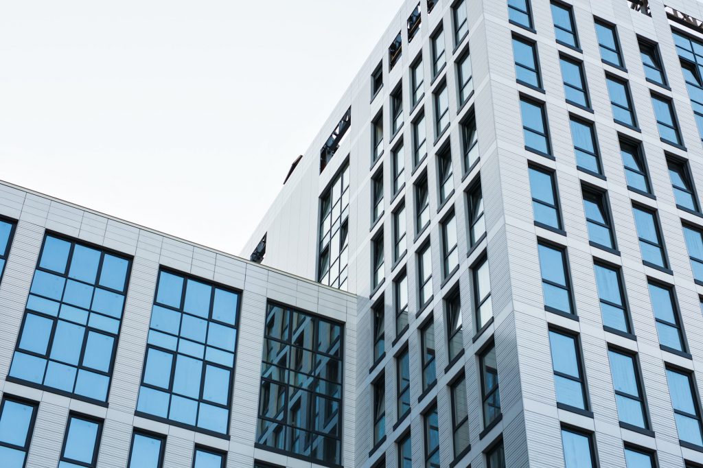 modern glass building skyscrapers of business center